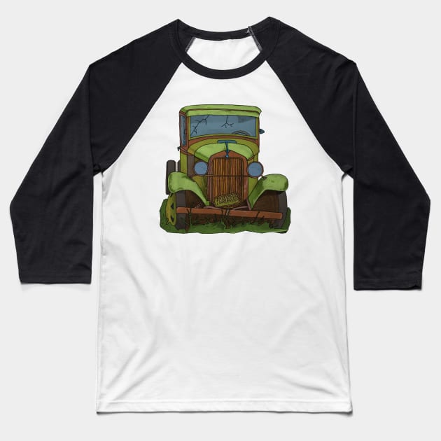 Vintage Car Baseball T-Shirt by Muga Design